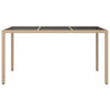 Beiger Gartentisch Teoharie 150x90x75cm (Gehärtetes Glas und Polyrattan)