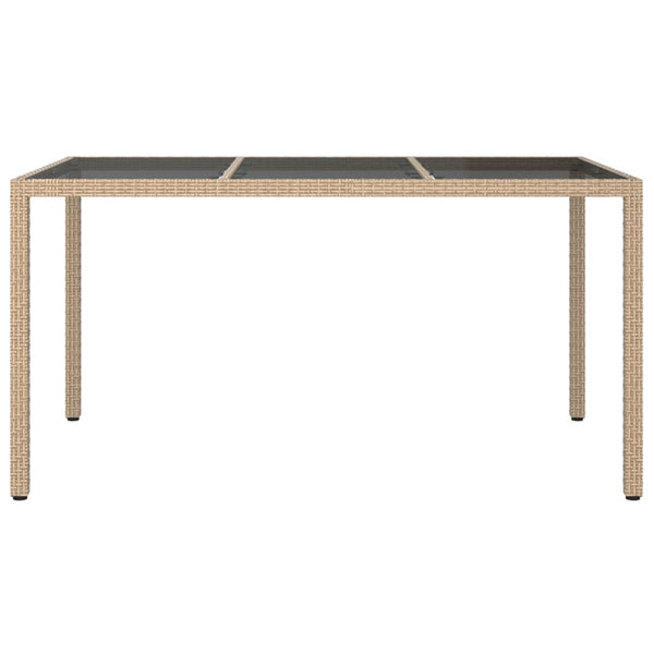 Beiger Gartentisch Teoharie 150x90x75cm (Gehärtetes Glas und Polyrattan)