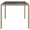 Beiger Gartentisch Teoharie 150x90x75cm (Gehärtetes Glas und Polyrattan)
