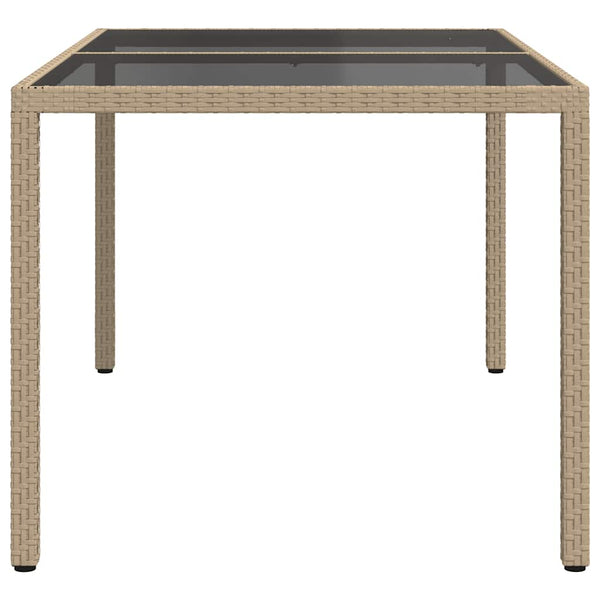 Beiger Gartentisch Teoharie 150x90x75cm (Gehärtetes Glas und Polyrattan)