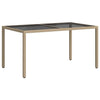 Beiger Gartentisch Teoharie 150x90x75cm (Gehärtetes Glas und Polyrattan)