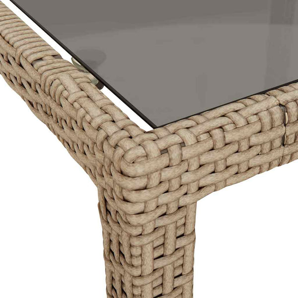 Beiger Gartentisch Teoharie 150x90x75cm (Gehärtetes Glas und Polyrattan)