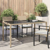 Beiger Gartentisch Teoharie 150x90x75cm (Gehärtetes Glas und Polyrattan)