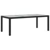 Gartentisch Memur schwarz 190x90x75cm (gehärtetes Glas und Polyrattan)