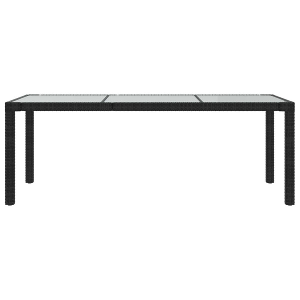 Gartentisch Memur schwarz 190x90x75cm (gehärtetes Glas und Polyrattan)