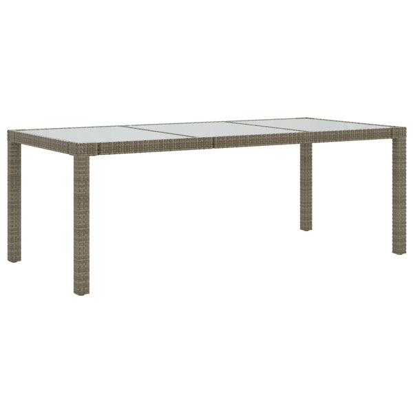 Grauer Gartentisch Memur 190x90x75cm (gehärtetes Glas/Polyrattan)
