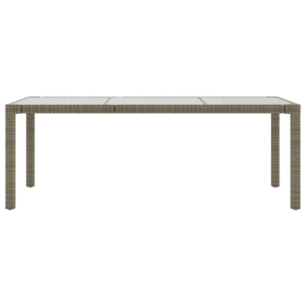Grauer Gartentisch Memur 190x90x75cm (gehärtetes Glas/Polyrattan)