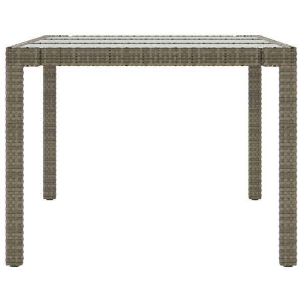 Grauer Gartentisch Memur 190x90x75cm (gehärtetes Glas/Polyrattan)