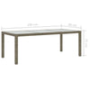 Grauer Gartentisch Memur 190x90x75cm (gehärtetes Glas/Polyrattan)
