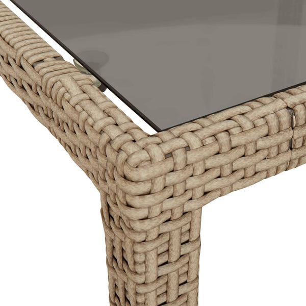 Beige puutarhapöytä Memur 190x90x75cm (karkaistu lasi ja polyrottinki)