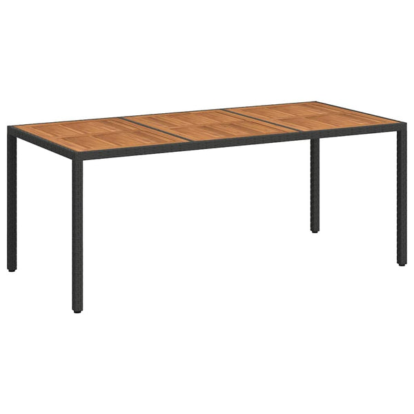 Musta puutarhapöytä Iliviu 190x90x75cm (polyrottinki ja akaasiapuu)