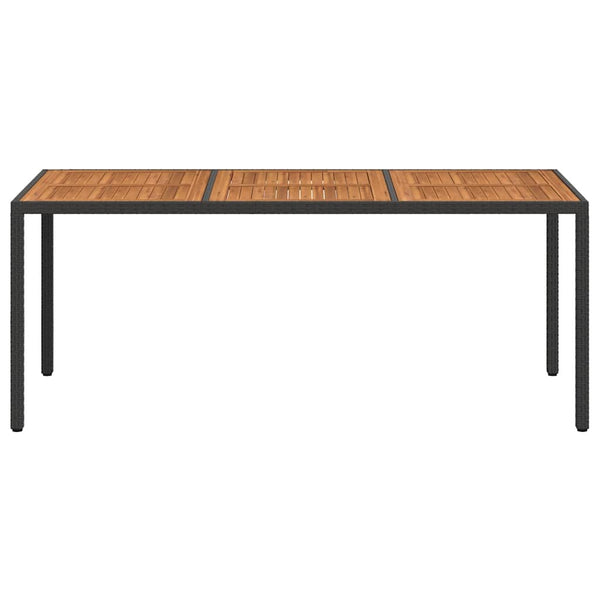 Musta puutarhapöytä Iliviu 190x90x75cm (polyrottinki ja akaasiapuu)