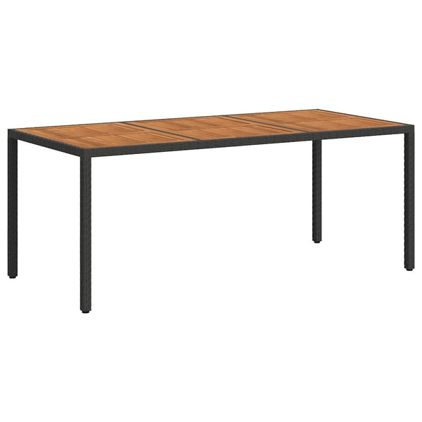 Musta puutarhapöytä Iliviu 190x90x75cm (polyrottinki ja akaasiapuu)