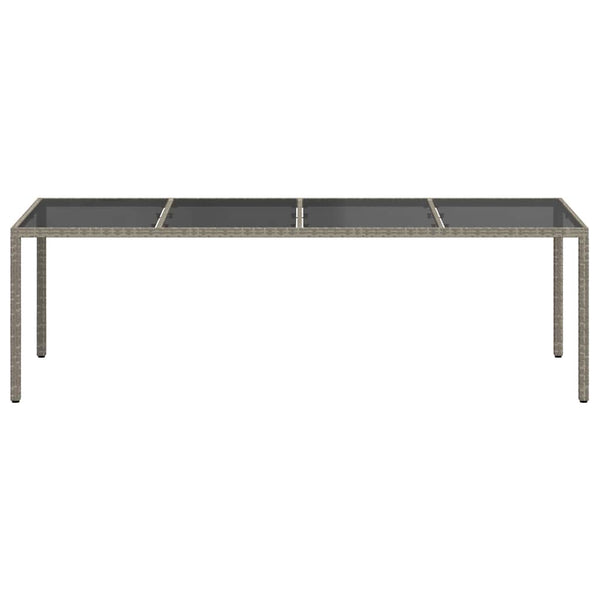 Harmaa puutarhapöytä Iboica 250x100x75cm (karkaistu lasi ja polyrottinki)