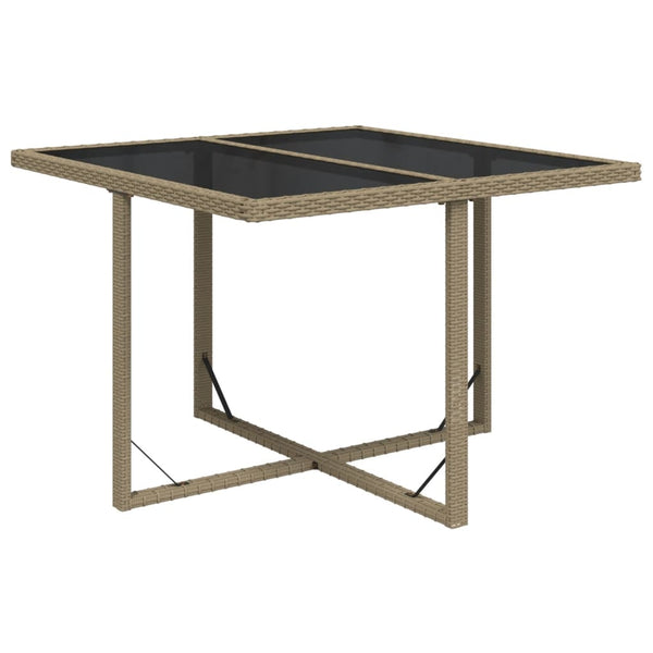 Beige puutarhapöytä Foro 109x107x74cm (polyrottinki ja lasi)