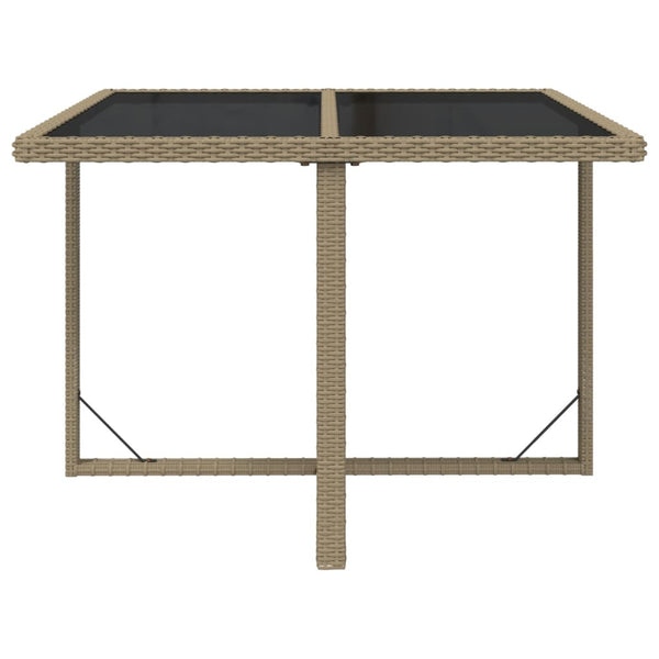 Beige puutarhapöytä Foro 109x107x74cm (polyrottinki ja lasi)