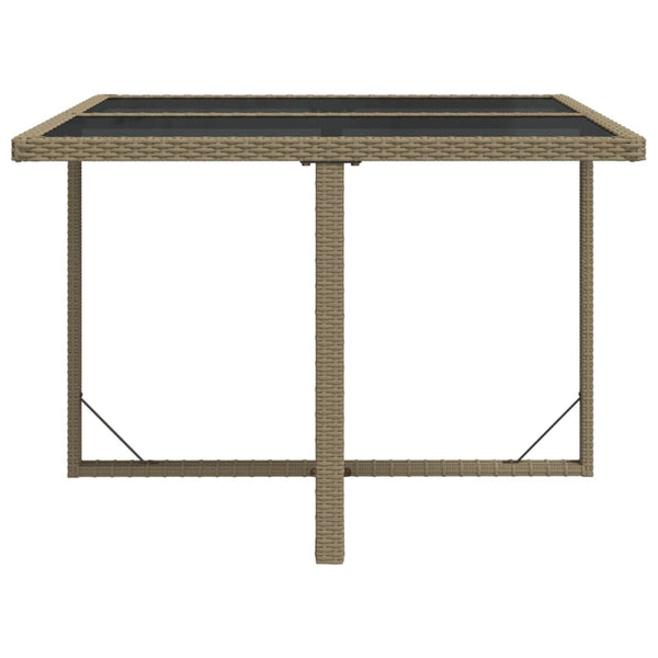 Beige puutarhapöytä Foro 109x107x74cm (polyrottinki ja lasi)