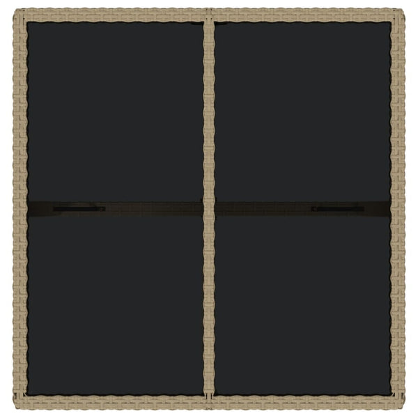 Beige puutarhapöytä Foro 109x107x74cm (polyrottinki ja lasi)