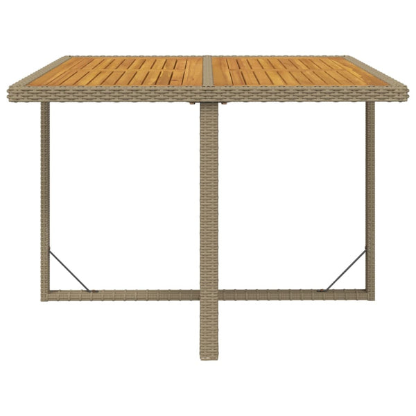 Beige puutarhapöytä Zavatin 109x107x74cm (polyrottinki ja täyspuu)