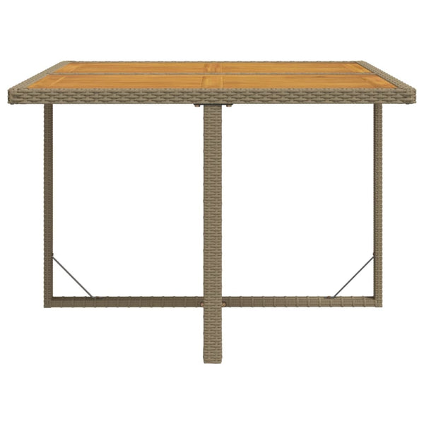 Beige puutarhapöytä Zavatin 109x107x74cm (polyrottinki ja täyspuu)