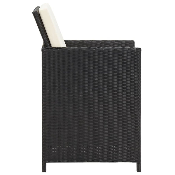 Rizeanu schwarze Gartenstühle mit Kissen 4 St. (Polyrattan)