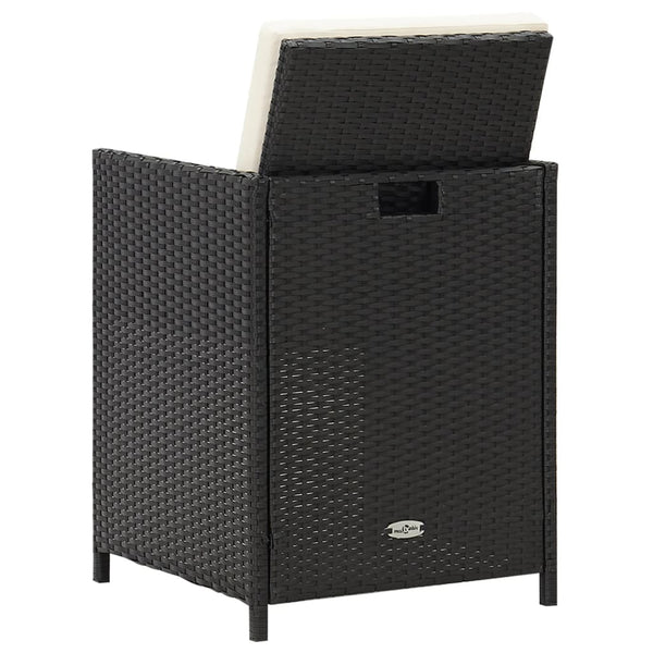 Rizeanu schwarze Gartenstühle mit Kissen 4 St. (Polyrattan)