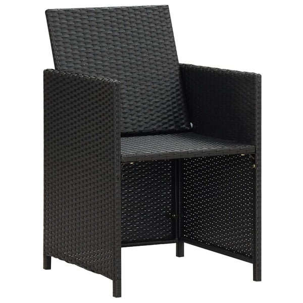 Rizeanu schwarze Gartenstühle mit Kissen 4 St. (Polyrattan)