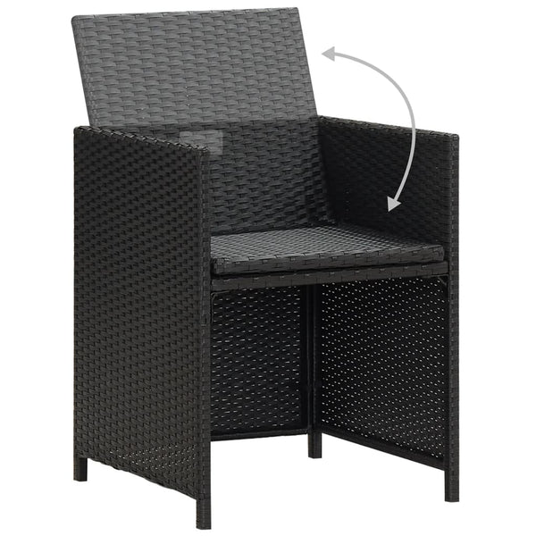 Rizeanu schwarze Gartenstühle mit Kissen 4 St. (Polyrattan)