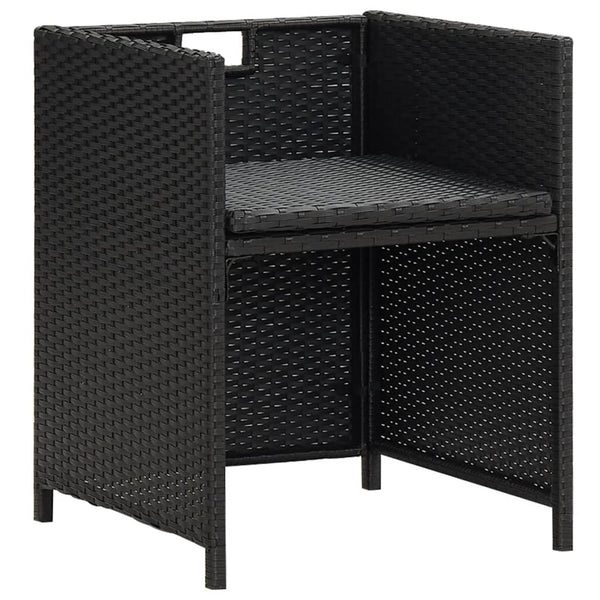 Rizeanu schwarze Gartenstühle mit Kissen 4 St. (Polyrattan)