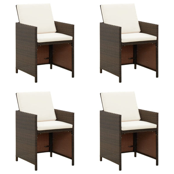 Braune Outdoor-Esszimmerstühle mit Kissen Rizeanu (4 Stk. Polyrattan)