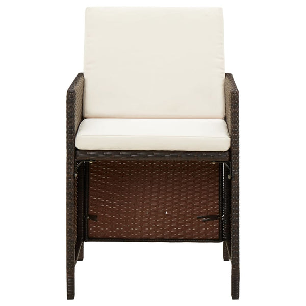 Braune Outdoor-Esszimmerstühle mit Kissen Rizeanu (4 Stk. Polyrattan)