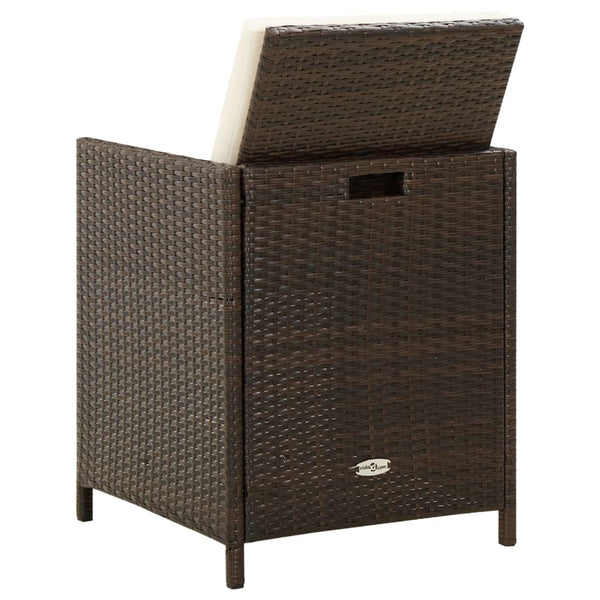 Braune Outdoor-Esszimmerstühle mit Kissen Rizeanu (4 Stk. Polyrattan)