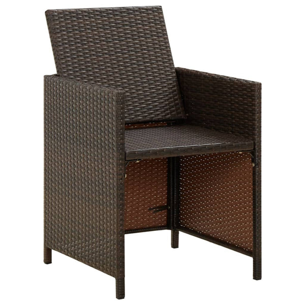 Braune Outdoor-Esszimmerstühle mit Kissen Rizeanu (4 Stk. Polyrattan)