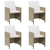 Beige Outdoor-Esszimmerstühle mit Kissen Rizeanu 4 Stk (Polyrattan)