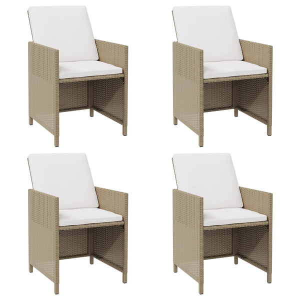 Beige Outdoor-Esszimmerstühle mit Kissen Rizeanu 4 Stk (Polyrattan)