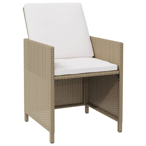 Beige Outdoor-Esszimmerstühle mit Kissen Rizeanu 4 Stk (Polyrattan)