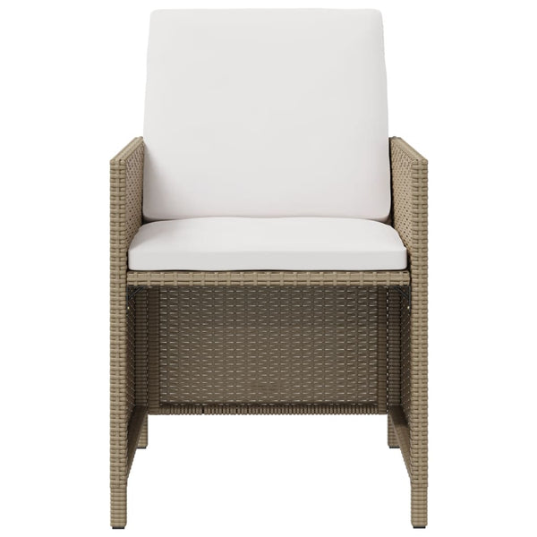 Beige Outdoor-Esszimmerstühle mit Kissen Rizeanu 4 Stk (Polyrattan)