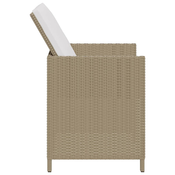 Beige Outdoor-Esszimmerstühle mit Kissen Rizeanu 4 Stk (Polyrattan)