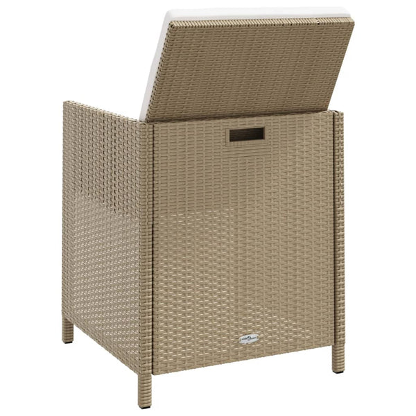 Beige Outdoor-Esszimmerstühle mit Kissen Rizeanu 4 Stk (Polyrattan)