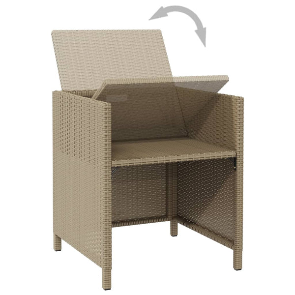 Beige Outdoor-Esszimmerstühle mit Kissen Rizeanu 4 Stk (Polyrattan)