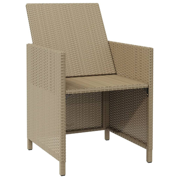 Beige Outdoor-Esszimmerstühle mit Kissen Rizeanu 4 Stk (Polyrattan)