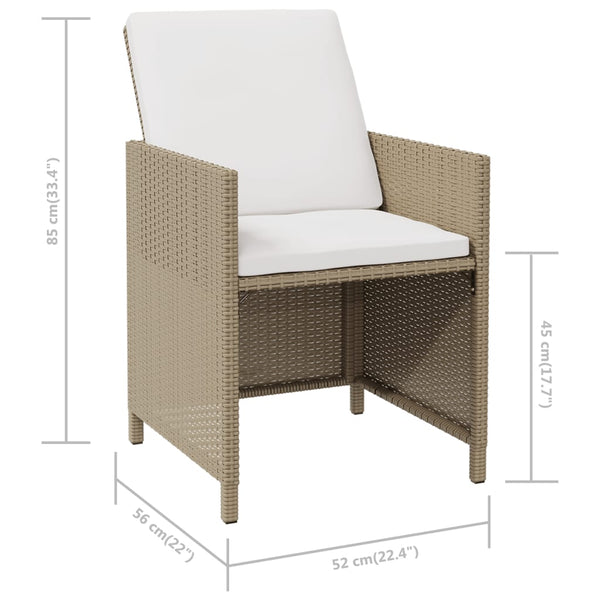 Beige Outdoor-Esszimmerstühle mit Kissen Rizeanu 4 Stk (Polyrattan)