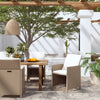 Beige Outdoor-Esszimmerstühle mit Kissen Rizeanu 4 Stk (Polyrattan)