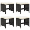 Schwarze Outdoor-Hocker Torri (4 Stück mit Sitzkissen Polyrattan)