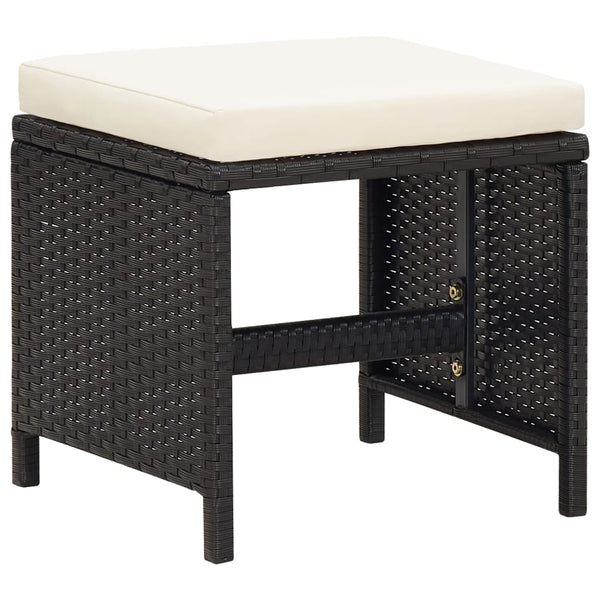 Schwarze Outdoor-Hocker Torri (4 Stück mit Sitzkissen Polyrattan)