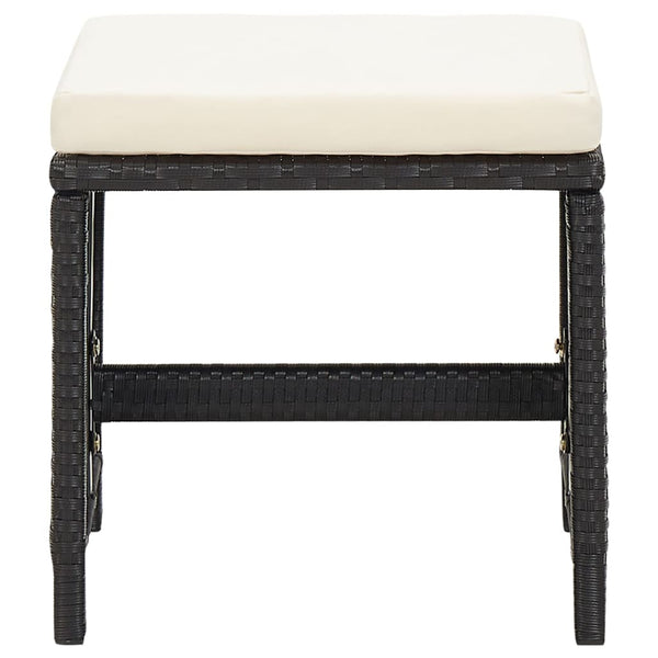 Schwarze Outdoor-Hocker Torri (4 Stück mit Sitzkissen Polyrattan)