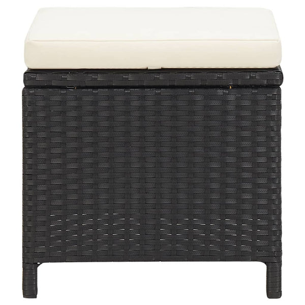 Schwarze Outdoor-Hocker Torri (4 Stück mit Sitzkissen Polyrattan)