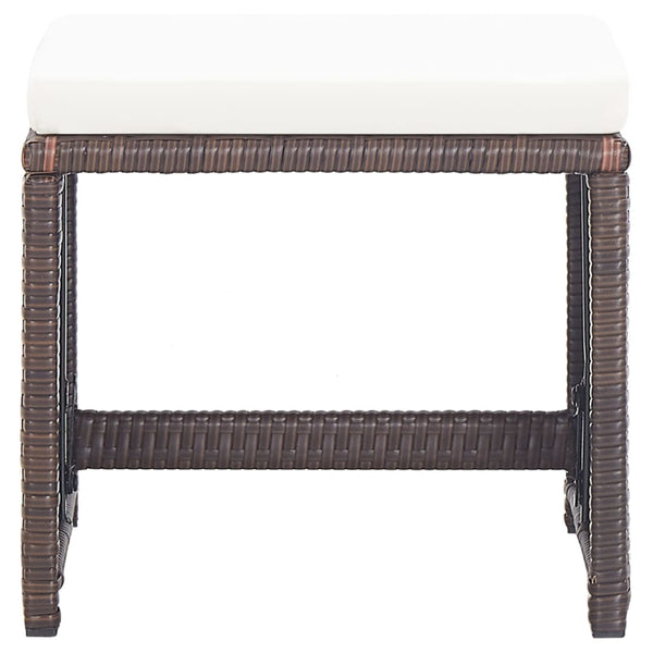 Braune Außenhocker Caenar (4 Stück mit Sitzkissen Polyrattan)
