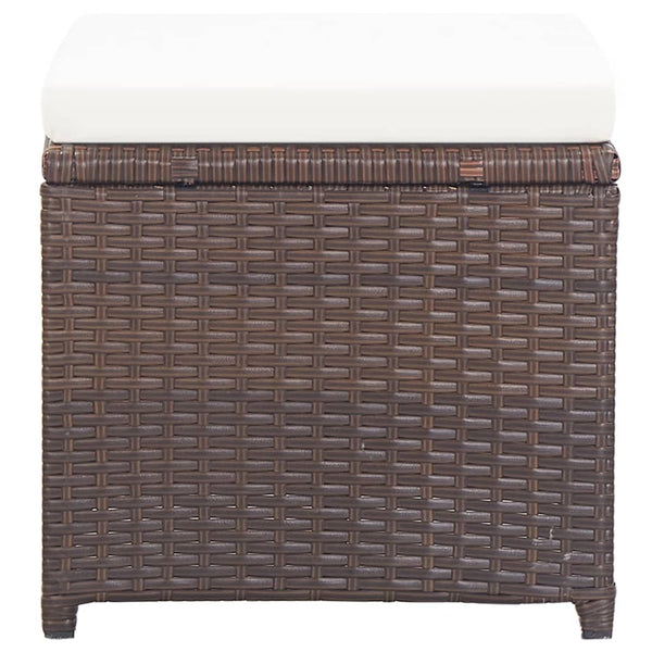 Braune Außenhocker Caenar (4 Stück mit Sitzkissen Polyrattan)