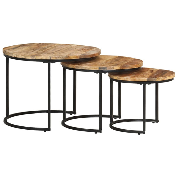 Beistelltische Jurii (grobes Mangoholz, 3er-Set)